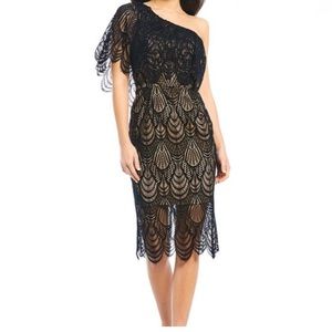 DRESS THE POPULATION black dress mid length size S